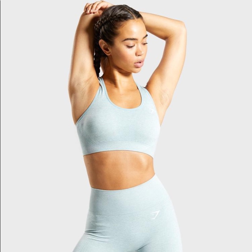 Gymshark Vital Seamless Light Green Marl Bra Size S